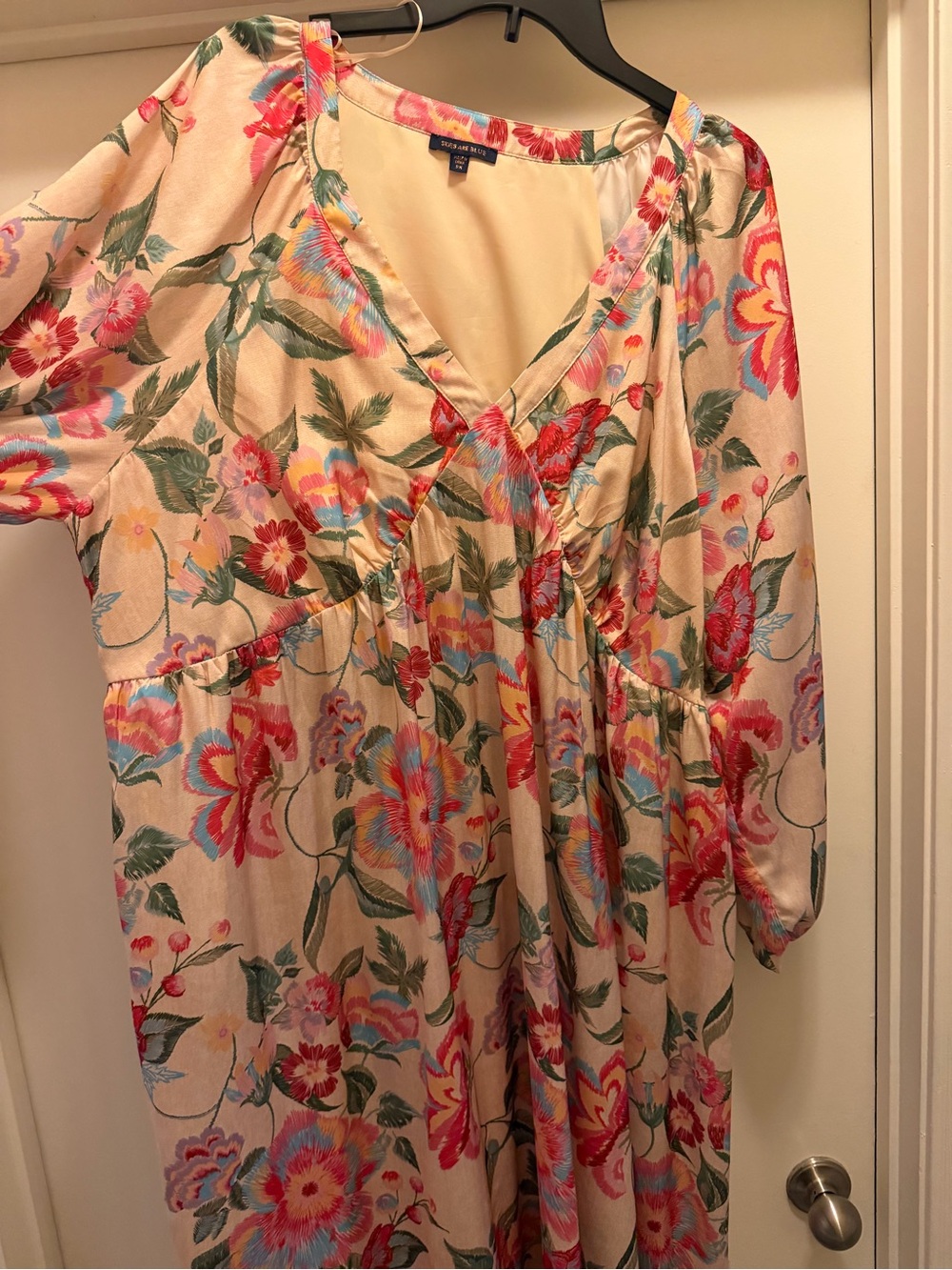 Skies Are Blue Cream Floral Trim Maxi Dress